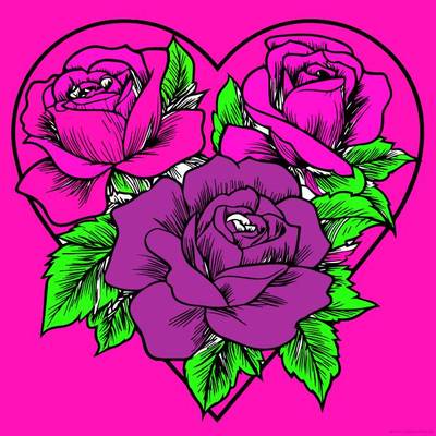 Ausgemalte Version: Rosen im Herzdesign