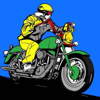 Versão colorida: Motocicleta com piloto