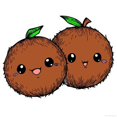 Versão colorida: Personagens de frutas felizes