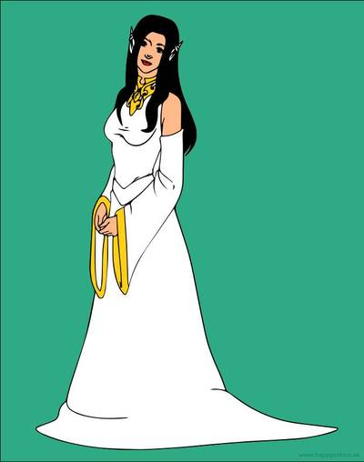 Ausgemalte Version: Elfe mit langem Gewand