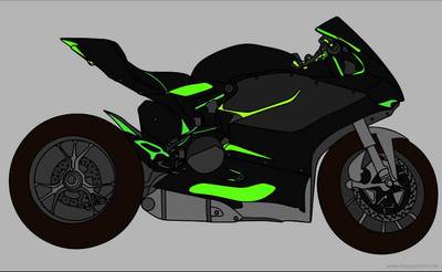 Farvelagt version: Racermotorcykel