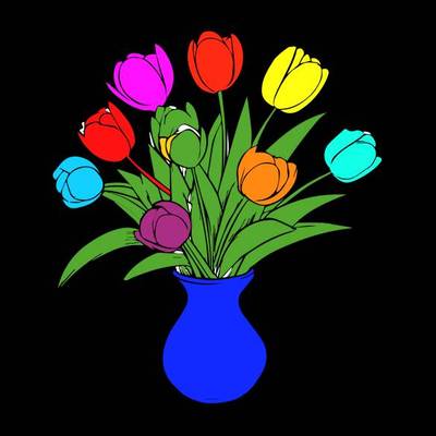 Ausgemalte Version: Tulpenstrauß
