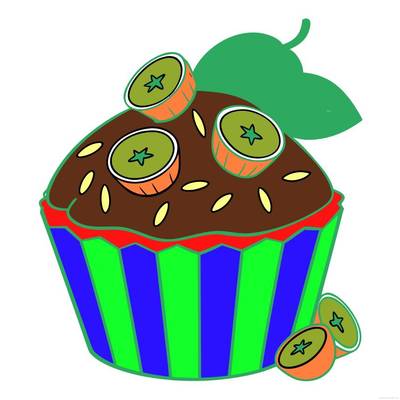 Version coloriée : Cupcake avec tranches de carambole
