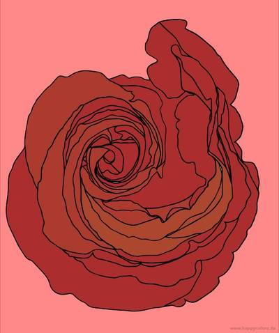 Ausgemalte Version: Rose von oben