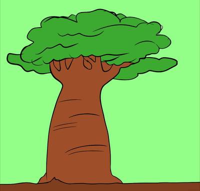 Versione colorata: Albero con tronco robusto