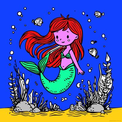Inspiration: Mermaid Coloring Page – colored by the community