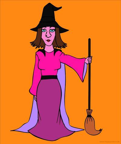 Versione colorata: Strega con una scopa