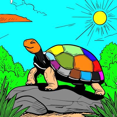 Exemple : Coloriage tortue rocher – de la communauté Colomio