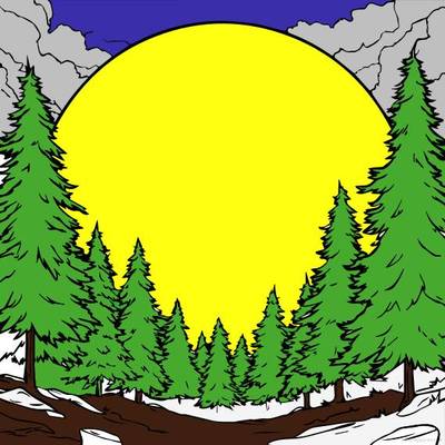 Ausgemalte Version: Ausmalbild Waldlandschaft