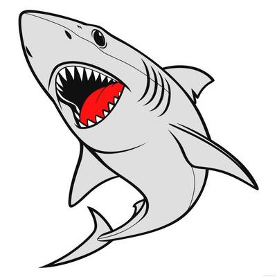 Version coloriée : Requin simple, gueule ouverte