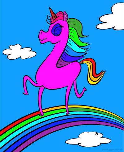 Inspiratie: Eenhoorn regenboog kleurplaat – ingekleurd door de community