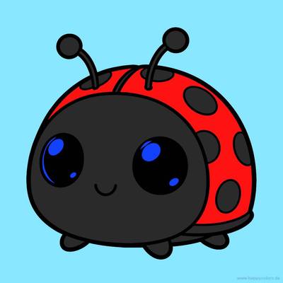 Versão colorida: Joaninha kawaii para colorir