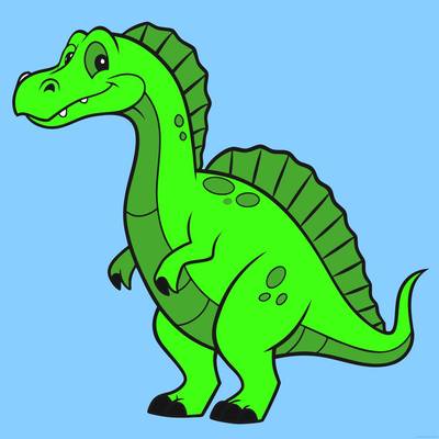 Ausgemalte Version: Freundlicher Spinosaurus-Dino