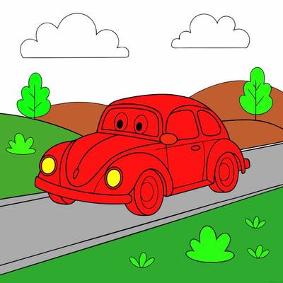 Voorbeeld: Cartoon auto kleurplaat – van de Colomio-community