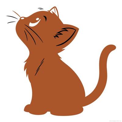 Färglagd version: Sittande katt som tittar upp