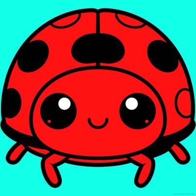 Versão colorida: Joaninha kawaii de perto para colorir