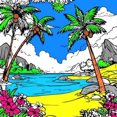Inspiration : Plage tropicale – colorié par la communauté