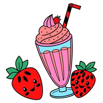 Colored version: Strawberry milkshake delight