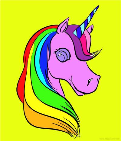 Version coloriée : Tête de licorne mignonne
