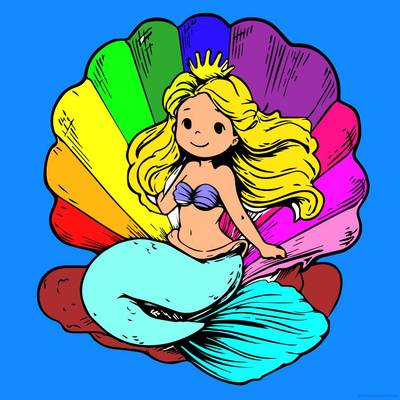 Colored version: Mermaid in a shell