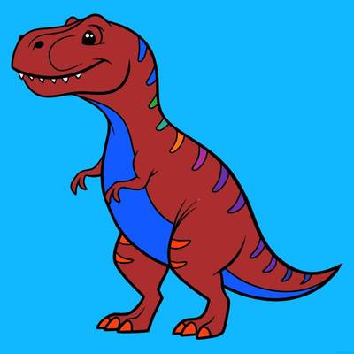 Fargelagt versjon: Tegneserie-Tyrannosaurus rex