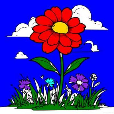 Version coloriée : Scène de fleurs colorées