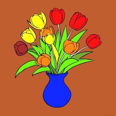 Ausgemalte Version: Tulpenstrauß