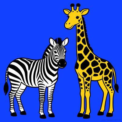 Version coloriée : Zèbre et girafe détaillés