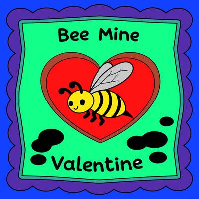 Ausgemalte Version: Bienen-Valentinstagskarte mit Herz
