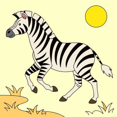 Version coloriée : Zèbre courant dans la nature