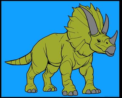 Ausgemalte Version: Triceratops realistisch