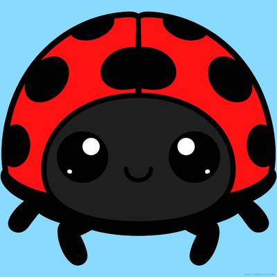 Colored version: Cute kawaii ladybug close-up