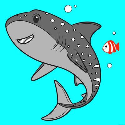 Versão colorida: Tubarão-baleia com peixe