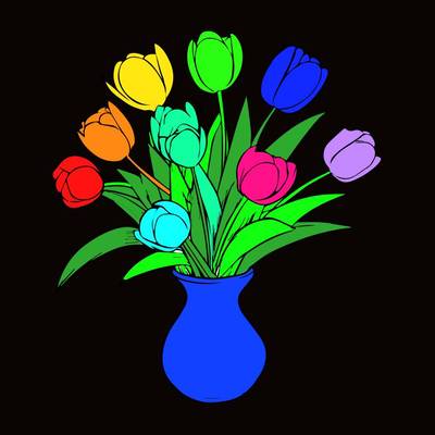 Ausgemalte Version: Tulpenstrauß