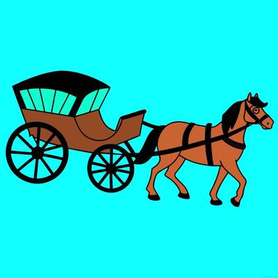Väritetty versio: Hevonen vetää hevosvaunua