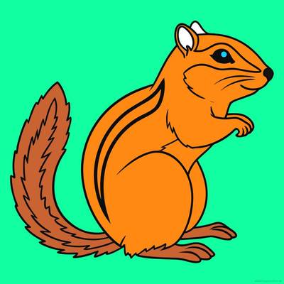 Ausgemalte Version: Einfaches Streifenhörnchen von der Seite