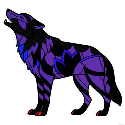 Versão colorida: Lobo uivando em estilo zentangle