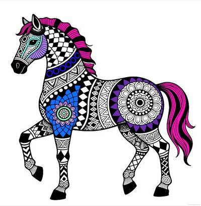 Exempel: Häst zentangle – från Colomio-communityn