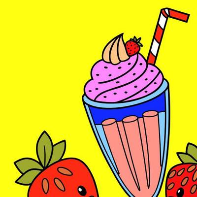Fargelagt versjon: Jordbærmilkshake glede