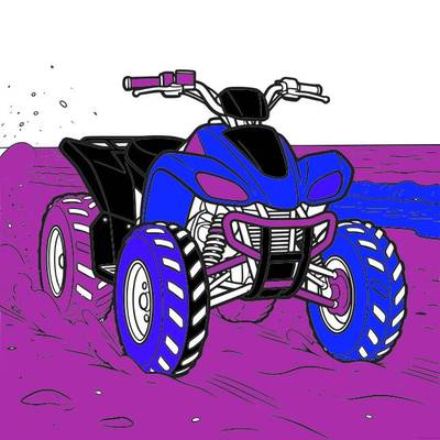 Fargelagt versjon: ATV på sandstrand