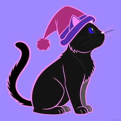 Versão colorida: Gato com gorro de Natal