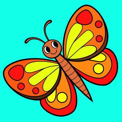 Versione colorata: Farfalla sorridente da colorare