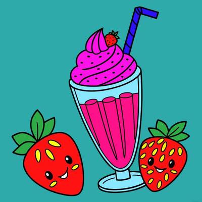 Väritetty versio: Mansikkamaitoshake ilo