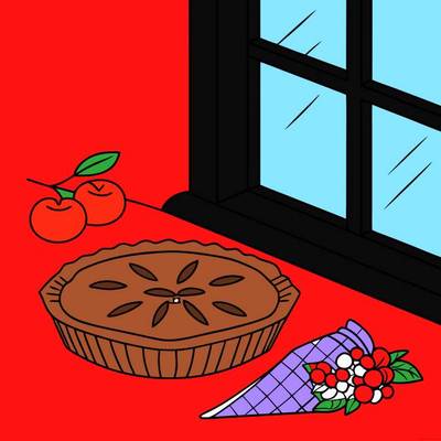 Ausgemalte Version: Einfacher Apfelkuchen am Fensterbrett