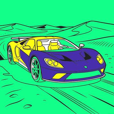 Versione colorata: Supercar su pista nel deserto