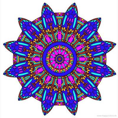 Ausgemalte Version: Mandala mit kleinen Monden