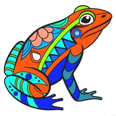 Versione colorata: Rana zentangle vista di profilo