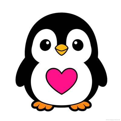 Versão colorida: Pinguim kawaii com coração