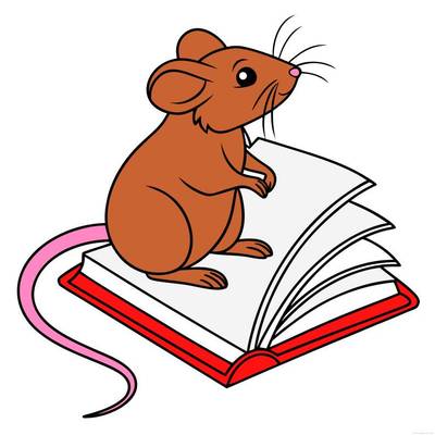 Versão colorida: Rato sobre livro aberto