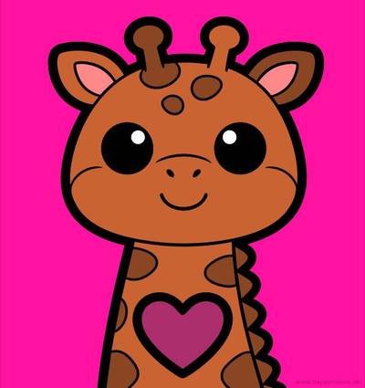 Wersja pokolorowana: Portret żyrafy w stylu kawaii